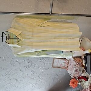 Foxcroft pastel stripe button-down shirt. No wrinkle, shaped fit. Size 8.